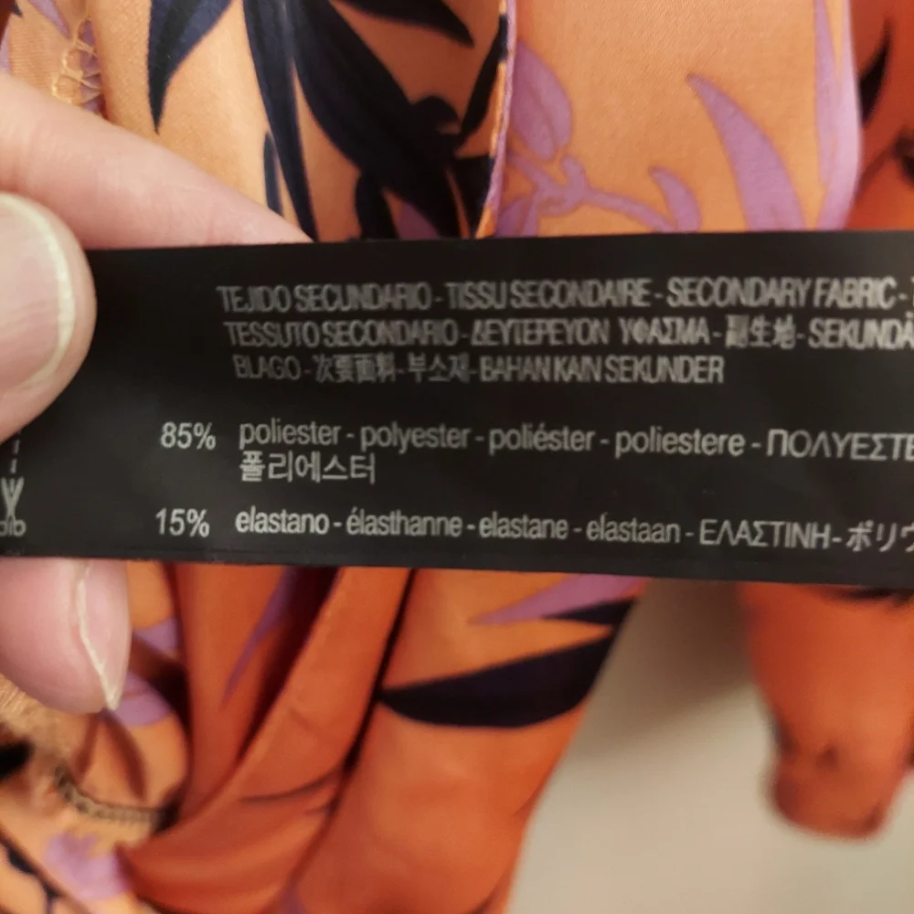 ZARA Orange Floral Long Sleeve Silky Feel Bodysuit M - Picture 12 of 16